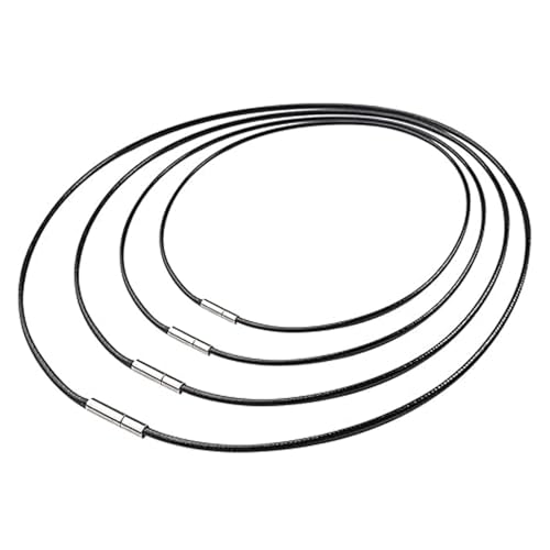 MUYAPAY 4 Piezas Collares de Cuero Trenzado Cordón Sintético Collar Cuello Impermeables Cierre sin Colgante, Ajustable Negro Cadena Cuerda Trenzada para Manualidades Hombre Mujer (40-55cm)