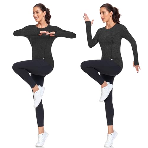 Soneven-Womens-Thermal-Fleece-Running-Shirts-Compression-Shirts-Quick-Dry-Workout-Pullover-Tops-with-Thumb-Holes