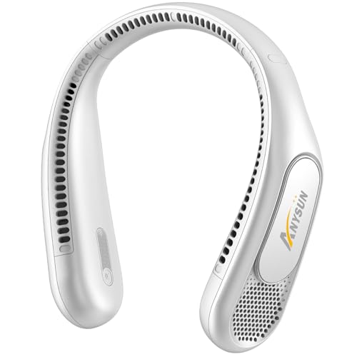 anysun Ventilador Portatil, Ventilador USB Sin aspas, Recargable y Manos libres, Ventilador Pequeño con Batería de 6000 mAh, 3 Velocidades, Regalos para Hombres, Mujeres, Viajes, Exteriores