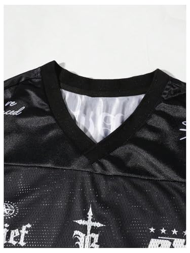 GORGLITTER Men's Leopard Jersey Shirt Graphic Mesh Short Sleeve V Neck Streetwear Tops4