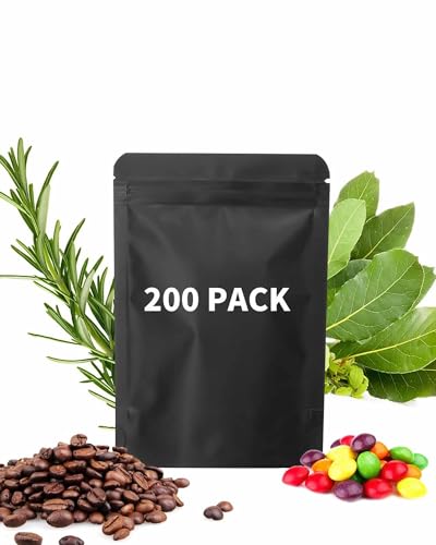 200 sachets Mylar refermables noir étanche 3,3 x 5,1 po