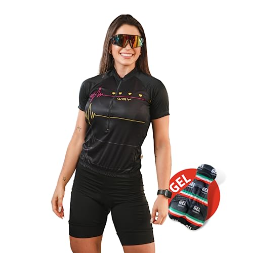 Kit de Ciclismo Feminino Camisa e Bermuda Com Forro em Gel (Batimentos, G)