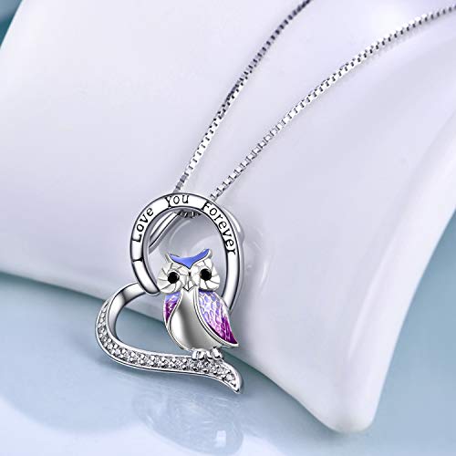 YFN Owl Necklace Sterling Silver I Love You Forever Heart Owl Gifts for Women2