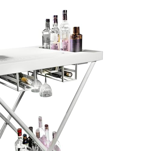 Image of HAUS OF BARS by SpeedX - Model J - Multi-Functional, Portable and Foldable Bar Table in Matte White Finish