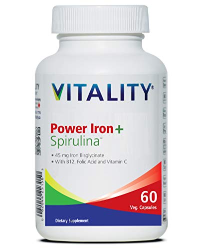 New- VITALITY Power Iron + Spirulina | 45mg Iron | Blood Builder |