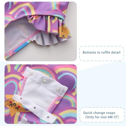 Baby Girls One Piece Swimsuits Long Sleeve Rash Guard for Kids Girls UPF 50+ Sun Protection Swimshirts4