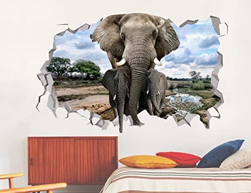 Vinilo Decorativo Elefante Safari 60cm x 36cm 3D miniatura 3