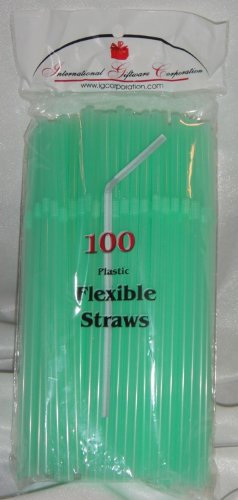 Pitillos flexibles IGC 500 unidades 5 packs verde claro miniatura 1