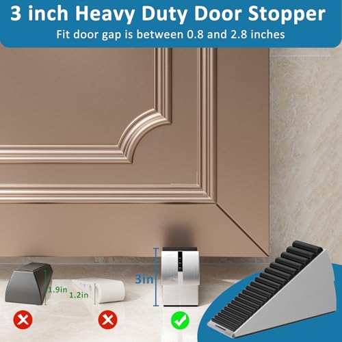 Optish 2 Pack Heavy Duty Door Stopper, Adjustable Spring Large Stopper, 3 Inches High Tall Wedge Stoppers for Bottom of Door, Door Stop Suits Any Heavy Door by Optish - Image 3