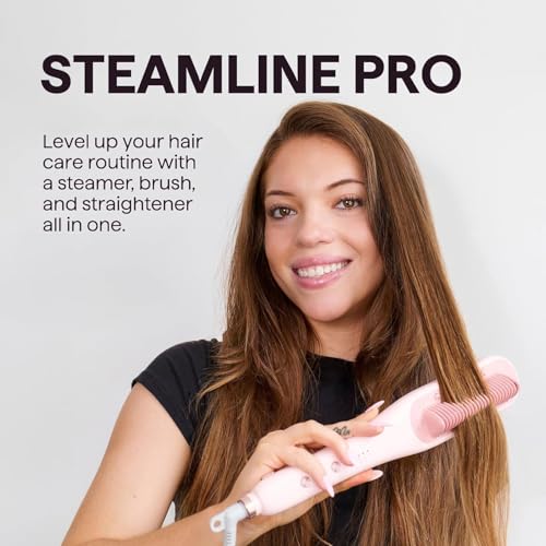 Wavytalk Steamlin Pro Steam Straightener Brush for Smooth Hair Blowout on the Go Black