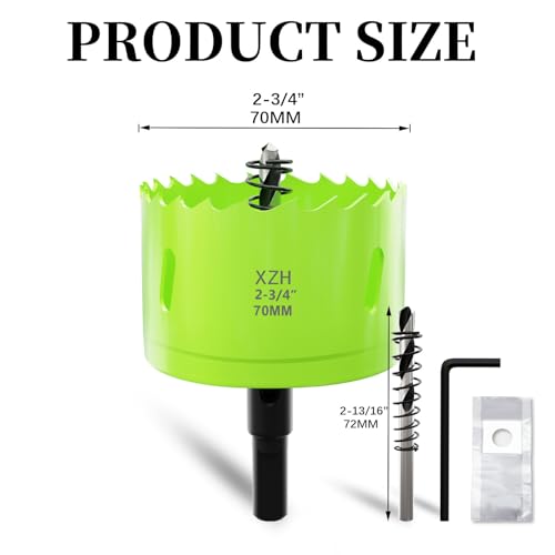 XZH 70mm Bi-Metal Hole Saw Kit with Arbor & Pilot Bit, Effortless Smooth Cutting for Wood Plastic, Drywall & Thin Metal - Image 2