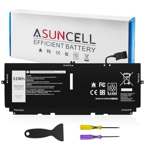 Image of ASUNCELL 52Wh 722KK Laptop Battery Replacement for Dell XPS 13 9300 XPS 13 9310 XPS 13 9380 P117G P117G002 P117G001 Series Notebook 0WN0N0 WN0N0 02XXFW 2XXFW FP86V 7.6V 6800mAh