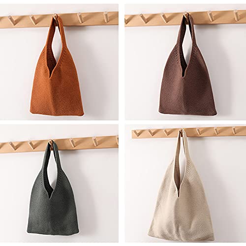 Harajuku Japanese Tank Top Knitted Handbag Korean Edition Ins Style Creative Simple Handbag Parent Child (Off White,Large)2