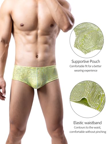 FEOYA Men's Stretchy Pouch Bikini Briefs Sexy Low Rise Shiny Glitter Underpants Nightclub4