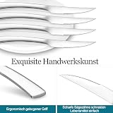 HaWare 6-częściowy zestaw noży do steków, ze stali nierdzewnej, do domu, kuchni, restauracji, ergonomiczny uchwyt, polerowany na wysoki połysk i nadaje się do mycia w zmywarce