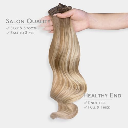Image of WENNALIFE Invisi Edge & Classic Tape in Hair Extensions Human Hair | 14 Inch 50g 20pcs (Invisi Edge & Classic) Balayage Dirty Blonde with Platinum Ends Invisi Remy Hair Natural Sea