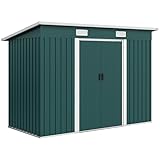 Outsunny Casetta da Giardino 3.18m² in Acciaio Zincato con Prese d'Aria, Capanno Porta Att...