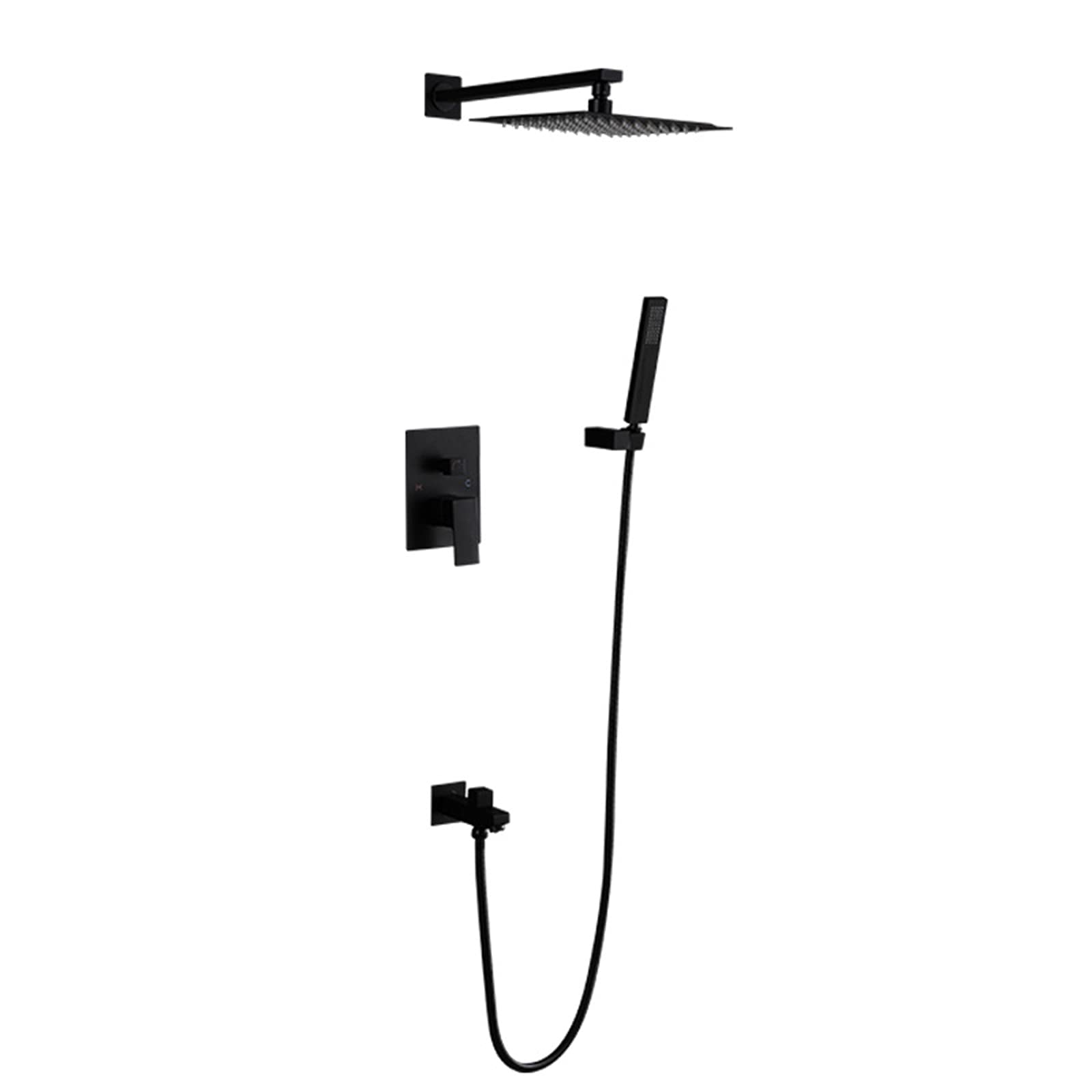Système de douche mural anti-calcaire avec bec de baignoire
