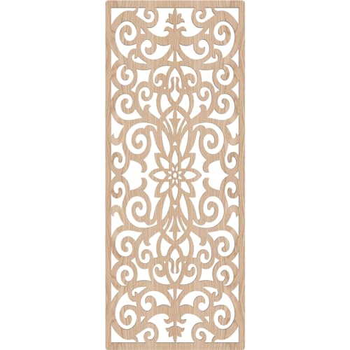 Image of Buel Decorative Pierced Fretwork Wood Wall Panels, 15 3 /8 inchW x 39 3 /8 inchH x 1 /4 inchT, Red Oak