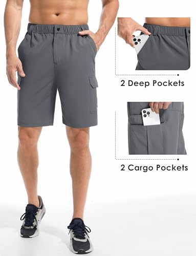 Men's Casual Cargo Shorts 9" Lightweight 6 Pockets Stretch Quick Dry Summer Shorts for Hiking Golf Trips Fishing3