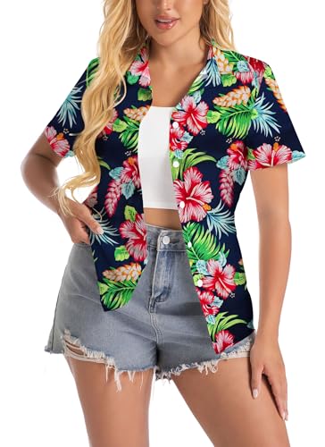 80s 90s Outfits for Women 80s Party Themed Outfit Shirt 90s Hawaiian Button Down Shirts Retro Neon Disco tee Tops2