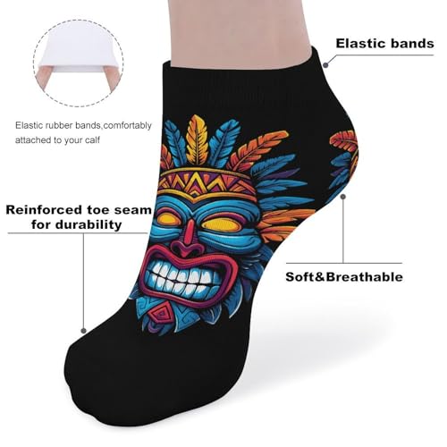 Hawaii Tiki Mask Printed Ankle Socks No Show Sock Low-Cut Athletic Socks for Men Women 1 Pair3