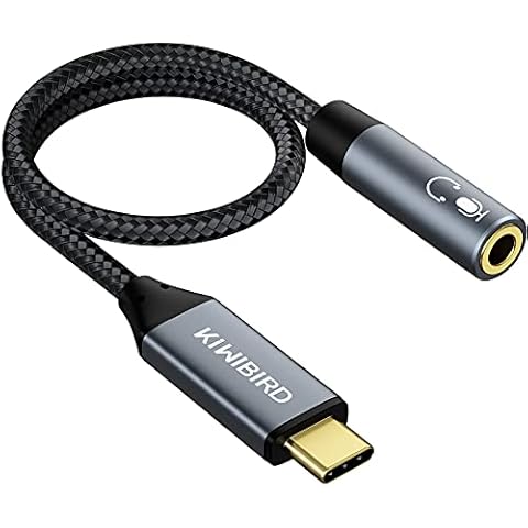 KiWiBiRD USB-C Type C Digital to 3.5mm Headphone Earphone Mini Audio Aux Jack Adapter with DAC Chipset Compatible with Smartphone, MacBook, Tablet, Windows PC, TRRS 4-pole Cover