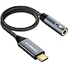 KiWiBiRD USB-C Type C Digitaal naar 3,5 mm Hoofdtelefoon Oortelefoon Mini Audio Aux Jack Adapter met DAC Chipset Compatibel met Smartphone, MacBook, Tablet, Windows PC, TRRS 4-polig