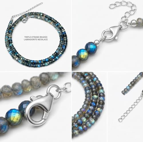 Image of Natural Rainbow Gemstone Beaded Necklace for Women | Healing Crystal Stone Jewelry | Handmade Trendy Necklace Gift for Women & Girls