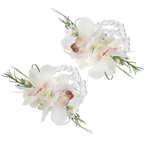Rinlong 2Pcs Orchid Wrist Corsage
