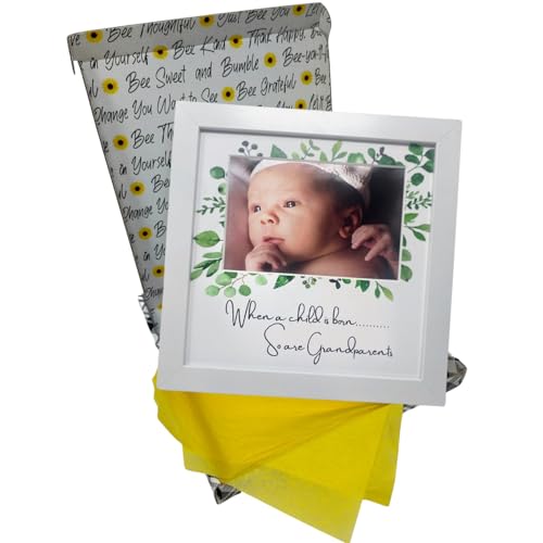 First Grandchild Picture Frame - Perfect First Grandchild Gift for New Grandparents White 8x8 Frame Holds a 4x6 Photo for Grandma’s This is a Love at First Sight Frame, Grandchild Picture Frame with Gift Box