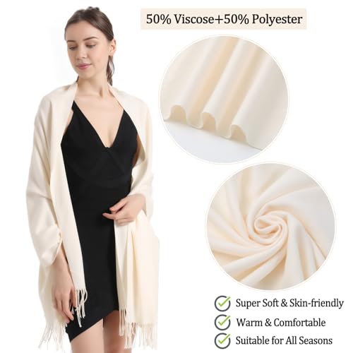 Image of Pashmina Scarf and Shawl - Soft Women Pashminas Wrap for Wedding Evening Party dresses