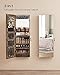 SONGMICS Jewelry Cabinet Armoire, Wall or Door Mount Storage Organizer with Full-Length Mirror, Lockable Cabinet with Built-in Small Mirror, Shelves, Gift Idea, Rustic Brown UJJC003X01