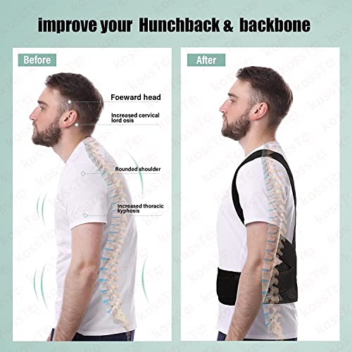 kossto Back Brace Posture Corrector Belt For Lower And Upper Back Pain Relief with Mesh fabric for Man & Woman Large Universal SIZE(Waist38-44)