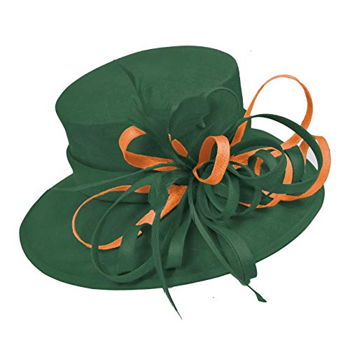 Chapeau bibi à large bord vert émeraude de haute chapellerie pour invitée de mariage