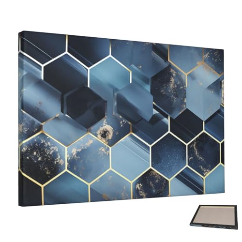 Toile murale hexagones bleus affiche résistante pour salon