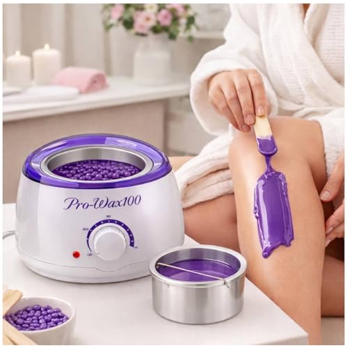 Image of Wax Heater Machine Combo 100gm Brazilian Stripless Formula for Face & Body with Spatula, Ideal for Upper Lips, Chin, Cheeks, Hairline, Bikini & Legs, Automatic Heating (Wax heater + Wax kit)