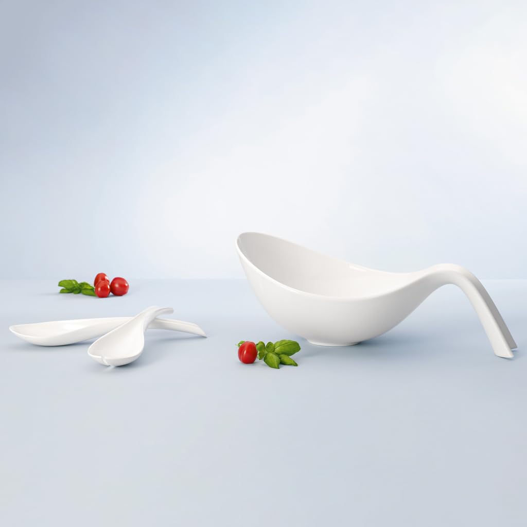 Villeroy und Boch Flow Salat-Set, 3-teilig, Premium Porzellan, Weiß