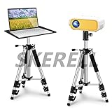 SKERELL Projector Stand,Universal Laptop Stand,Multi-Function Aluminum Alloy Tripod Stand with Tray and Ball Head,Carry Bag,Adjustable Height from 17-48 inch(Silver)