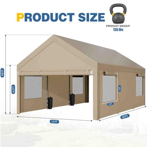 JAMFLY 12x20 ft Carport