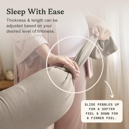Image of bbhugme Pregnancy Pillow, Seashell Beige - Adjustable Firmness & Shape - Full Body Support for Side Sleeping - Supports Back, Legs, Belly, Hips - Removable Cooling Cover for Pregnant Women