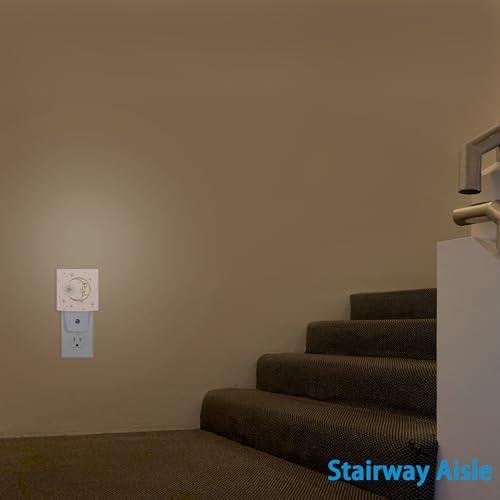Image of Boho Chic Crescent Night Light,Moon and Stars Night Lights Plug into Wall Dusk to Dawn Sensor Led Lamp for Women Men,Led Lights for Stairway /Hallway /Bedroom,0.5W
