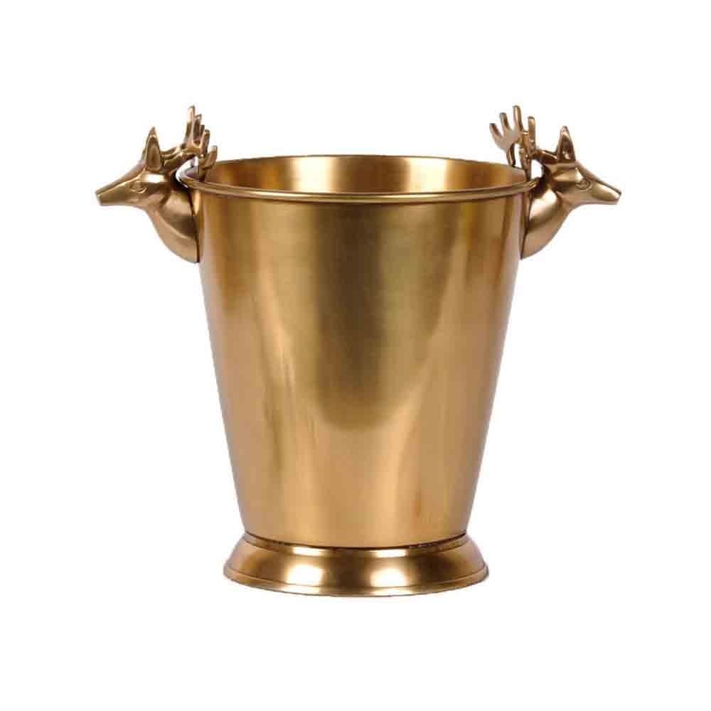cubo de bebidas Cubo de hielo de latón hecho a mano, cubo de hielo refrigerado grande, cubo de pellets de hielo, accesorio de adorno interior Mantiene el hielo frío y seco. Ideal para bares, f