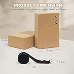 YIGUO Cork Yoga Blocks 2 Pack with Strap, High Density Soft Non-Slip Yoga Blocks, Eco-Friendly Yoga Accessories for Yoga, Pilates, Stretching, Home Gym, 9"x6"x3" - Image 2