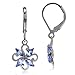 Silvershake Genuine Tanzanite 925 Sterling Silver Victorian Style Flower Leverback Earrings