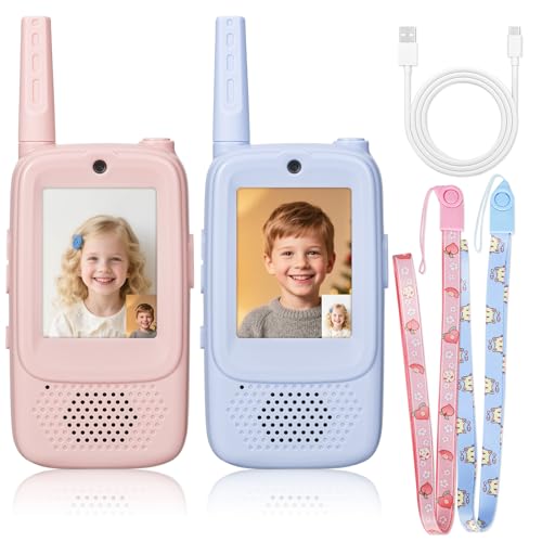 Video Walkie Talkies for Kids, 2 Pack Rechargeable 6-in-1 Video Calling, Long Range, Photo - image 1