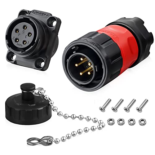 5 Pin Connector Waterproof Connector, Industrial Solder Circular Connector, Aviation Connector for Car, Truck, Boat, and Other Indoor/Outdoor Electrical Wire Connections(Male Female Plug Socket)