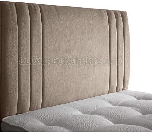 Elixir Furniture Divan Bed Rio Headboard Quality Chenille Fabric Elegant Bright Bedroom Decor (Mink, Small Double 4 FEET, Height 36 INCHES)