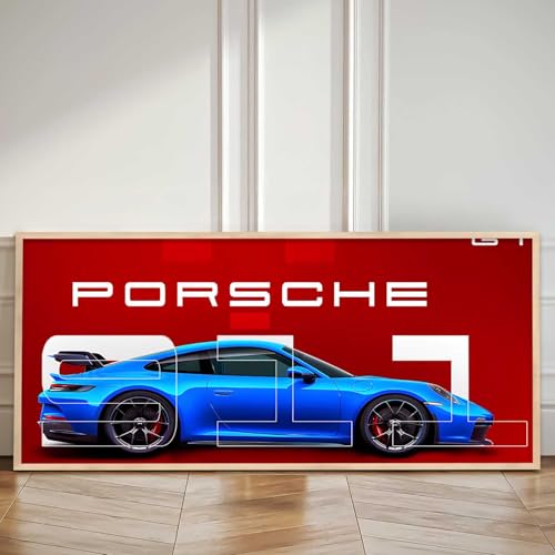 Image of kotart Big Porsche Car Framed Posters Gift Items for Boys Room Wall Decoration Bedroom Living Room Office Studio Decor | Car Poster Frame for Wall Decor Set Of 1 Size (13 x 25 inch)