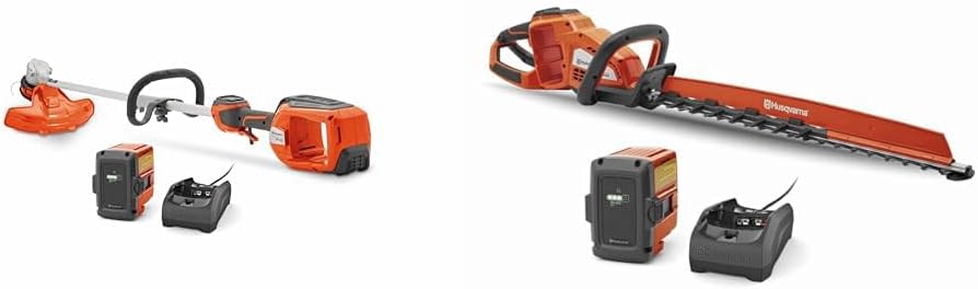 Husqvarna 320iL 16-Inch Cordless String Trimmer, 320iHD60 24-Inch Cordless Hedge Trimmer Kit with Batteries and Chargers
